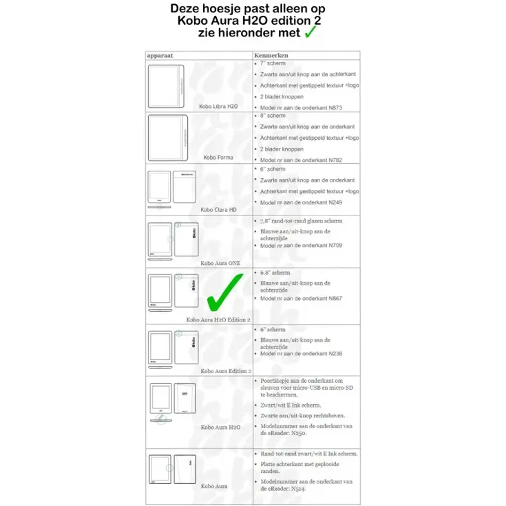 Ereader Hoesje Sleepcover Kobo Aura H2O edition 2