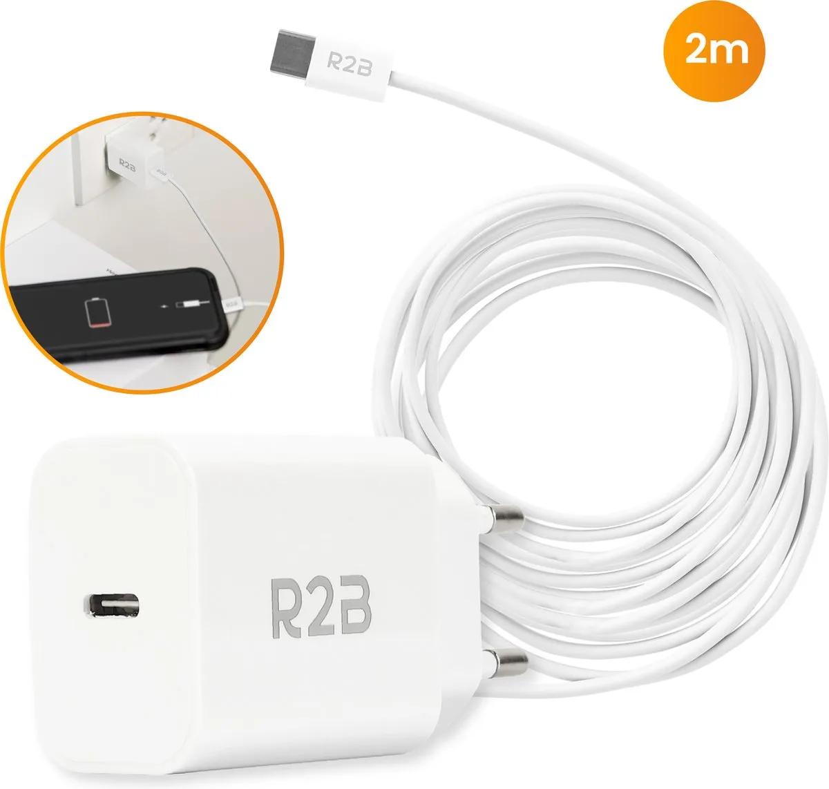 R2B  USB-C Kabel 2 meter met USB-C Adapter  Wit main product image