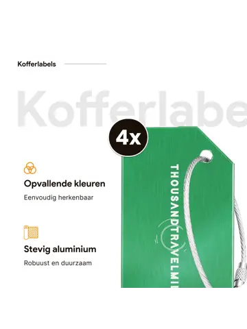 Aluminium kofferlabels – 4 stuks – Groen