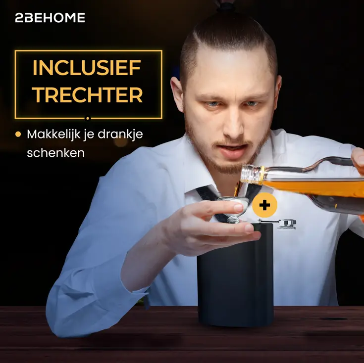 Heupfles met opbergdoos en shotglazen