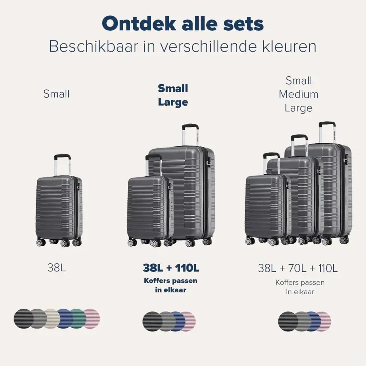 Kofferset – 2 Delig – 38L – Donkergrijs