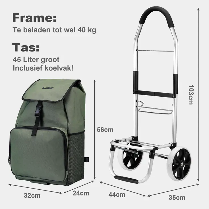 45L boodschappentrolley met koelvak