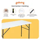 Goliving Inklapbare Tafel – 122x60x74cm
