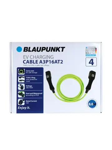 Blaupunkt 3 Fase laadkabel voor type 2 elektrische auto. 16A