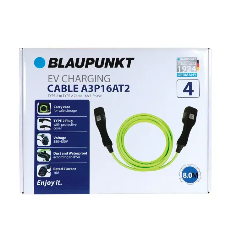 Blaupunkt 3 Fase laadkabel voor type 2 elektrische auto. 16A