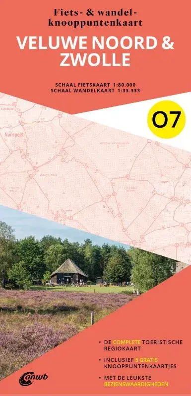 ANWB Fiets en wandelknooppuntenkaart O7 Veluwemeer noord & Zwolle