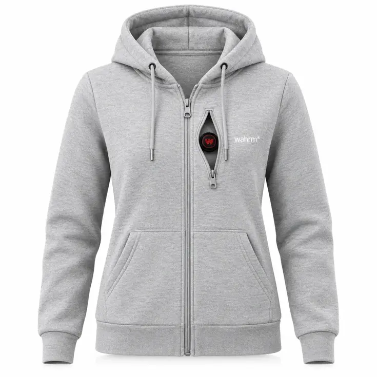 Infrarood Verwarmde Zipper Hoodie – Dames  Grijs