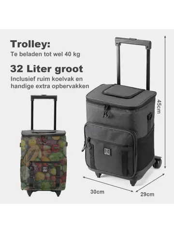 Boodschappentrolley met koelvak 32L
