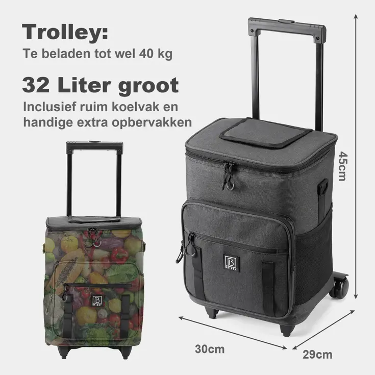 Boodschappentrolley met koelvak 32L