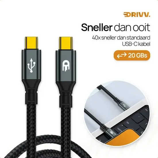 USB C naar USB C 3.2 Kabel - 3 Meter