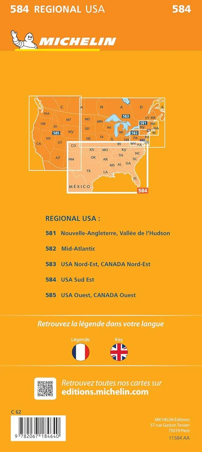 Kaart Regional 584 USA Zuid-Oost