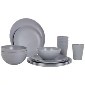 Bo-Camp Servies Renew RPET grijs 16dlg