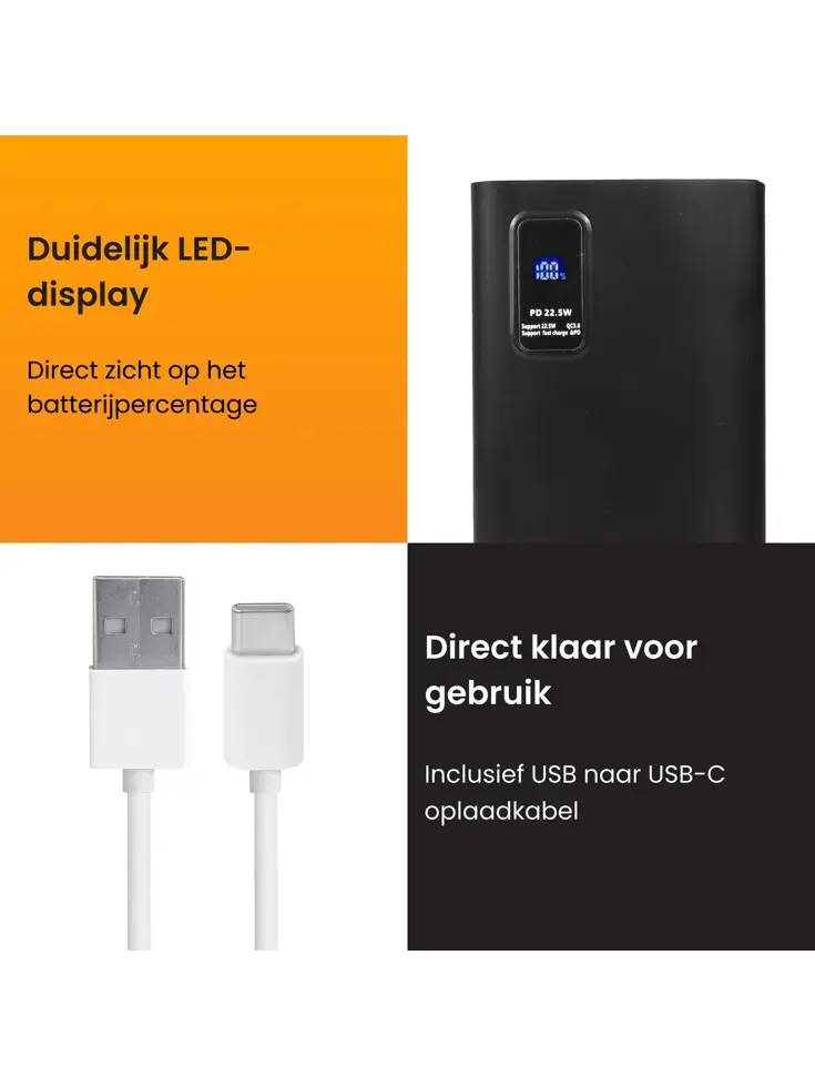 Powerbank 30000 mAh Snellader & LED Display