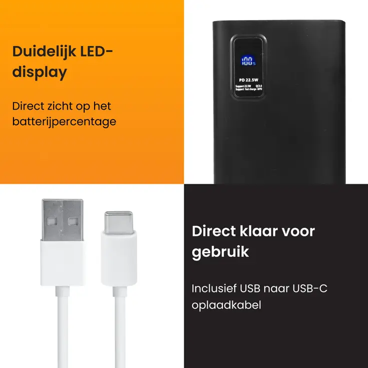 Powerbank 30000 mAh Snellader & LED Display
