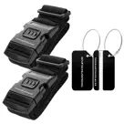 Kofferset 4-delig kofferriem + bagagelabels Zwart