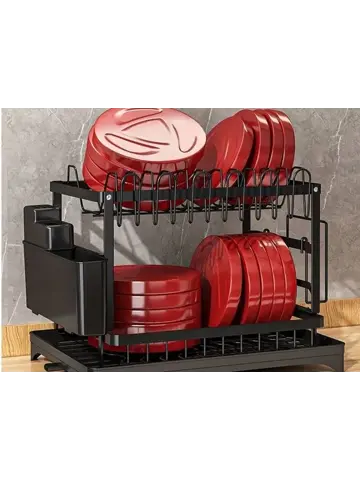 Afdruiprek met lekbak - 2 laags - Metaal