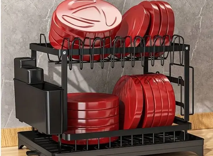 Afdruiprek met lekbak - 2 laags - Metaal