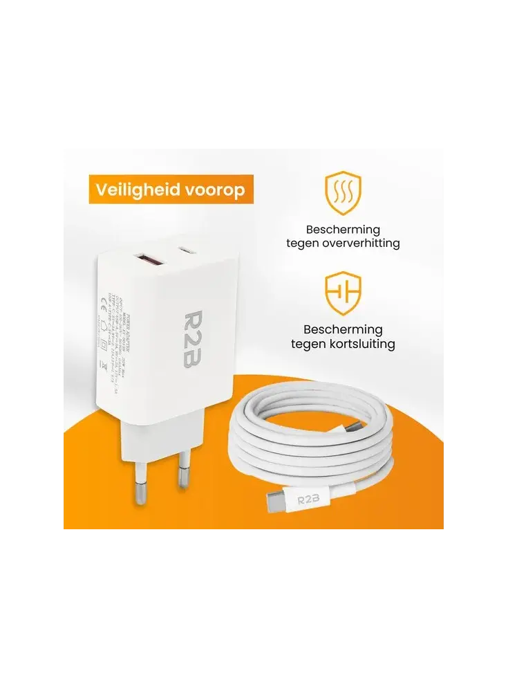 USB-C Kabel 1m met USB-A & USB-C Adapter