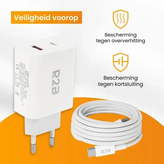 USB-C Kabel 1m met USB-A & USB-C Adapter