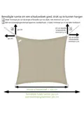 Schaduwdoek vierkant - 3.6x3.6m - 5-dlg