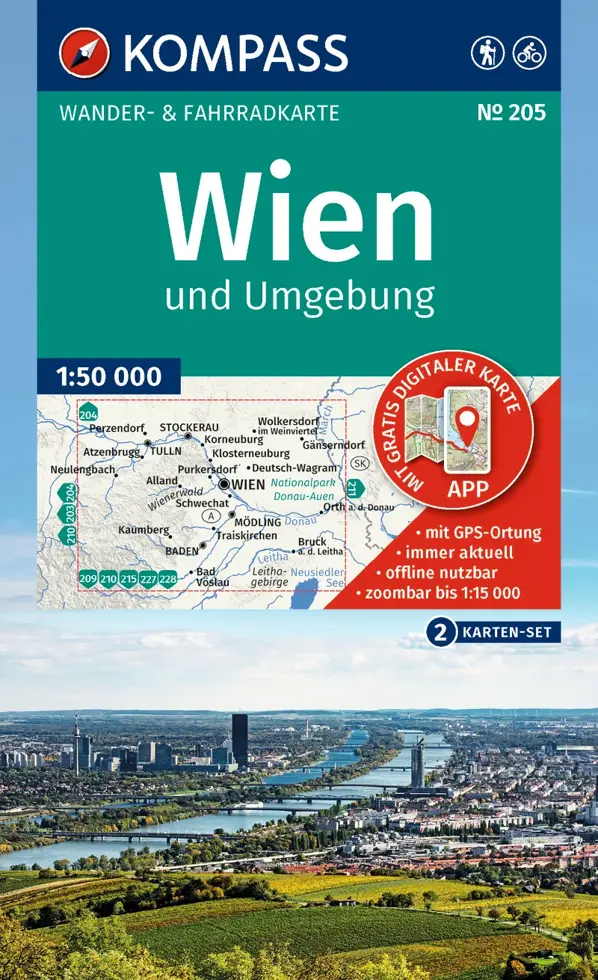 Wandelkaart WK205 Wien und Umgebung