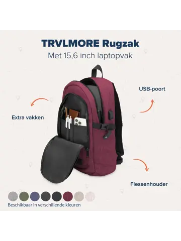 Rugtas – 25L – 15,6Inch – Burgundy