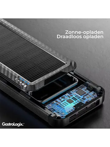 Solar Powerbank Zwart 10.000 mah