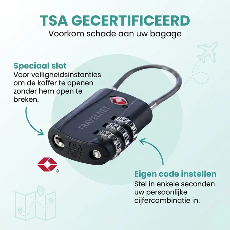 Travelnet TSA Reisslot met Cijfercode Set van 2