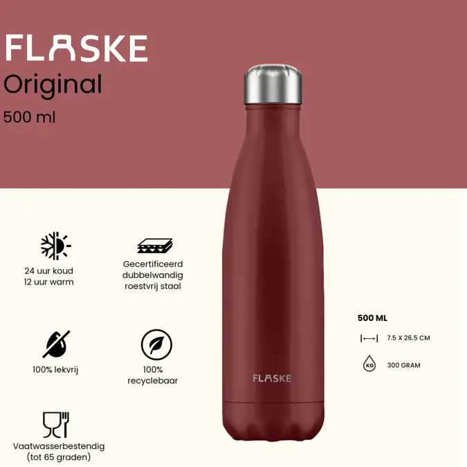FLASKE 500 ml RVS Drinkfles