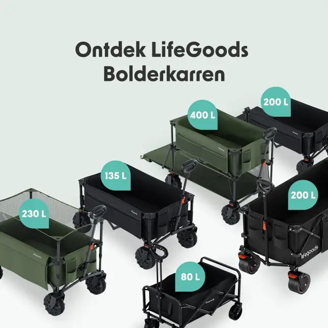 LifeGoods Dubbele Bolderkar – 200KG