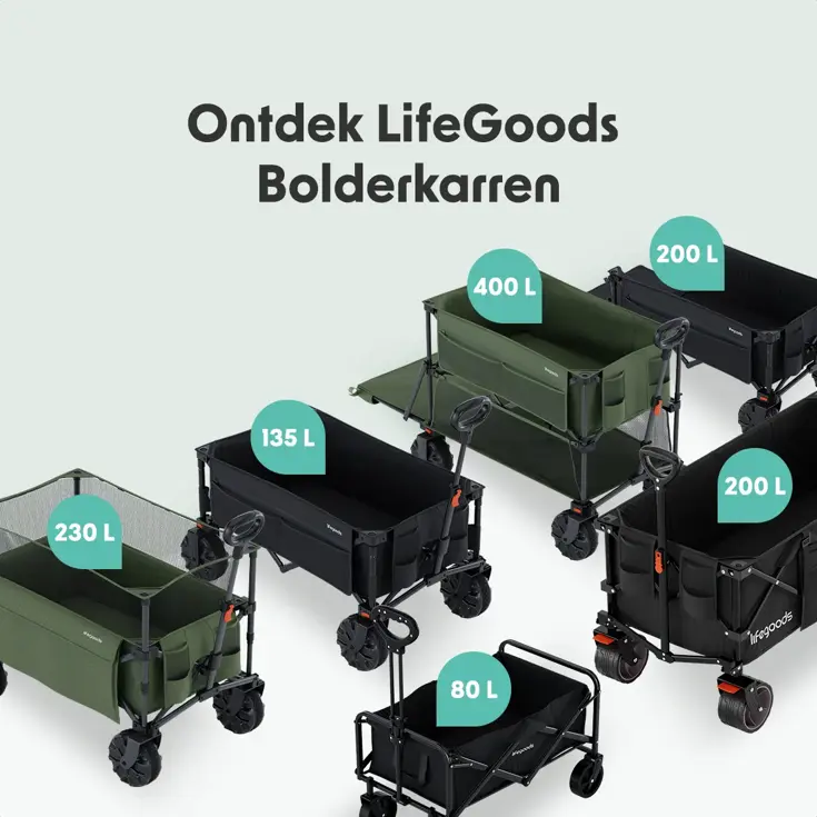 LifeGoods Dubbele Bolderkar – 200KG