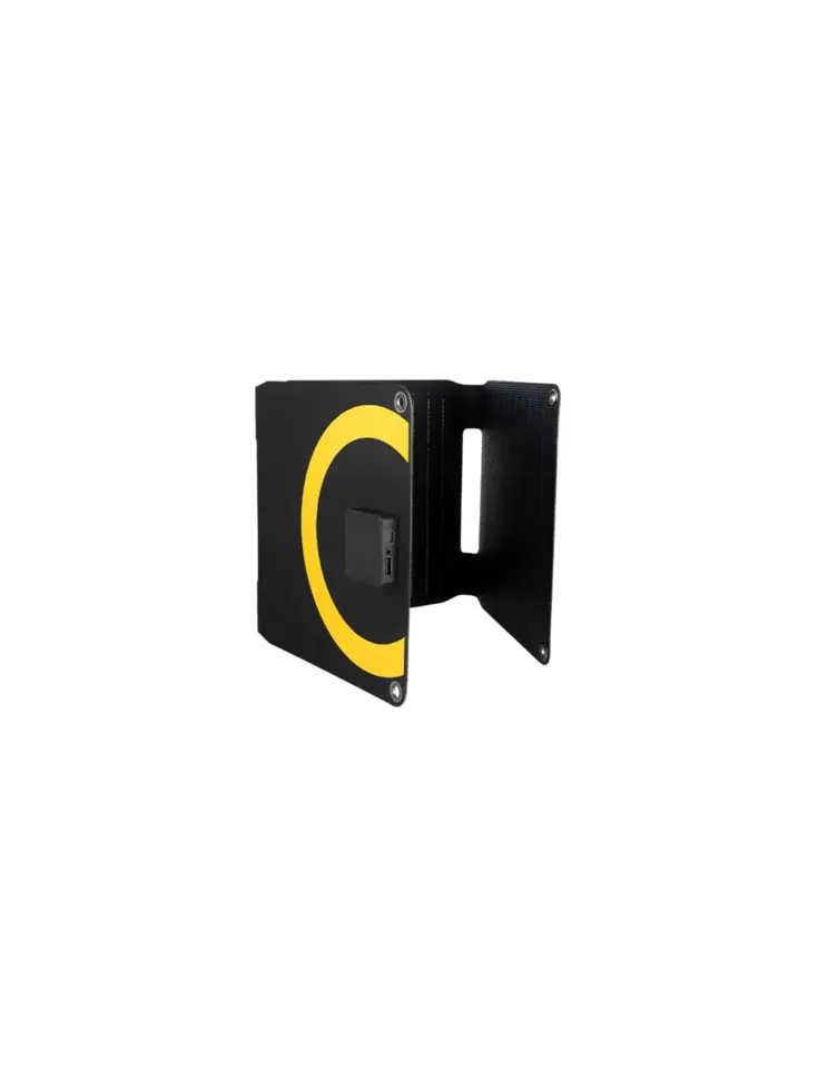 Draagbare zonne-oplader met usb-c poort zwart