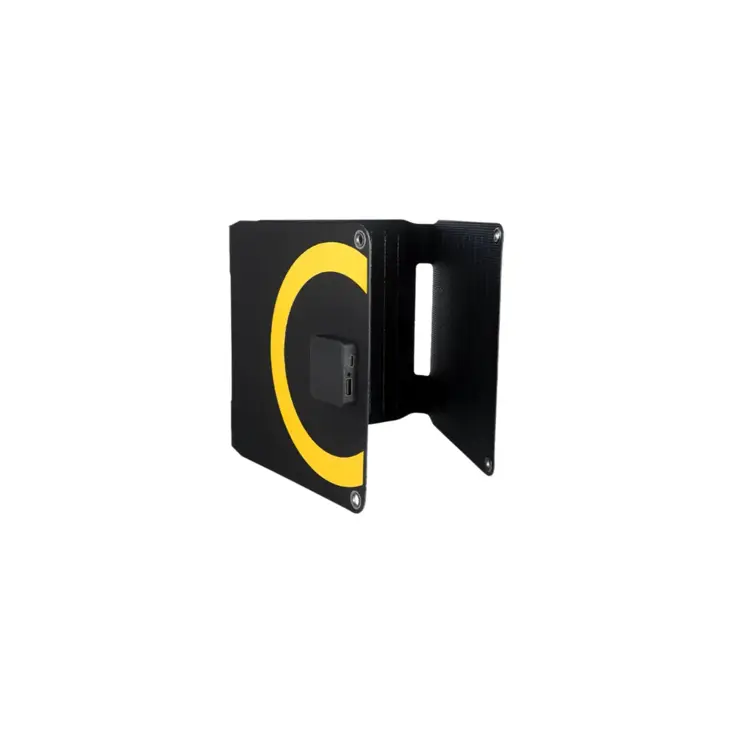 Draagbare zonne-oplader met usb-c poort zwart