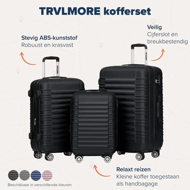 TRVLMORE Kofferset - 3 Delig - 38L