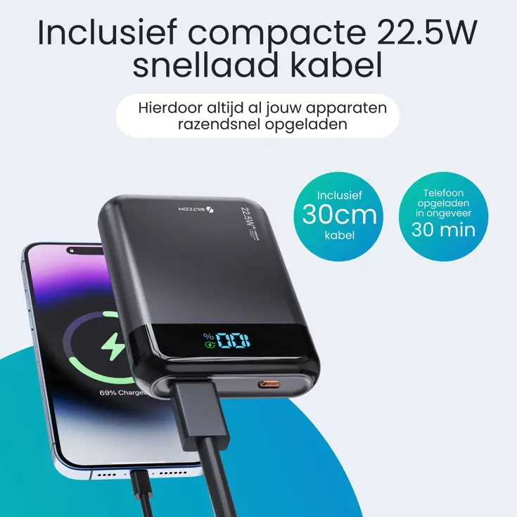 Compacte Powerbank - 10.000mAh - 22,5W