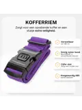 Kofferriem + 2 Bagagelabel – 3-delig – Paars