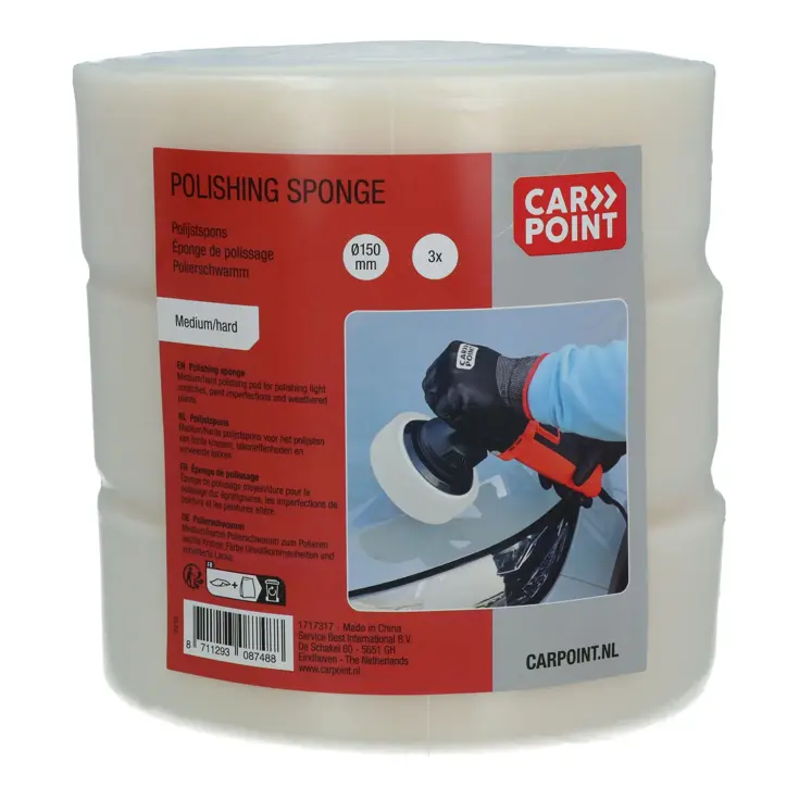 Witte polijstpads medium, 150mm, 3 stuks