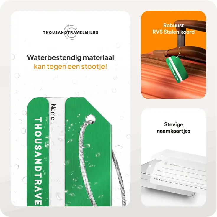 Aluminium kofferlabels – 4 stuks – Groen