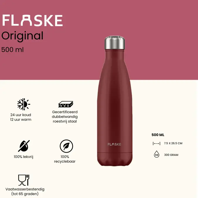 FLASKE 500 ml  RVS Drinkfles