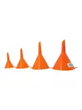 Set van 4 oranje kunststof trechters