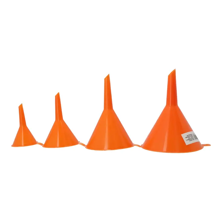 Set van 4 oranje kunststof trechters