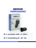 40W Autolader 2 USB-C - Oplader Auto 12/24V