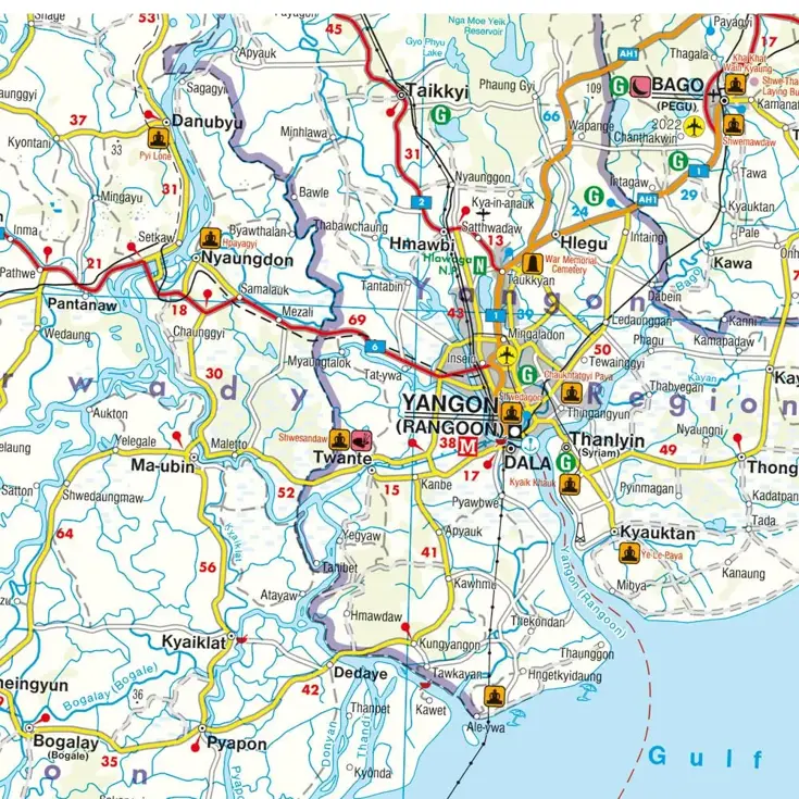 Wegenkaart Myanmar