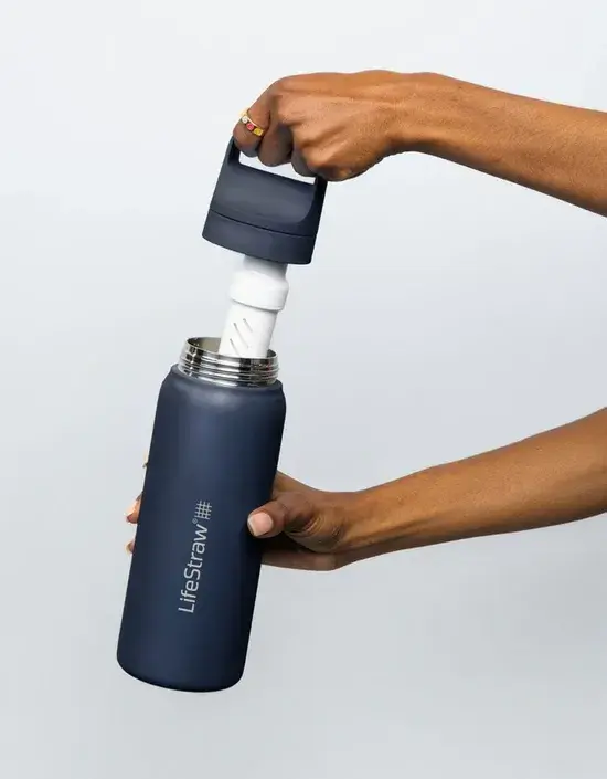 Lifestraw Go - RVS Waterfles 1L - Blauw