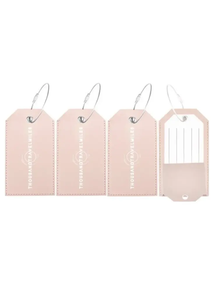 Bagagelabel – 4 stuks – Leer – Roze