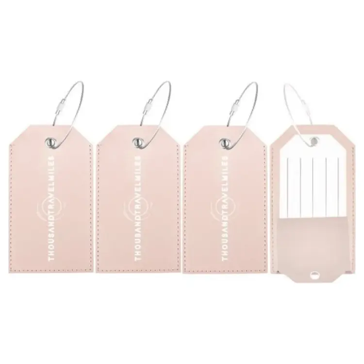 Bagagelabel – 4 stuks – Leer – Roze