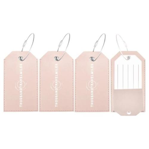 Bagagelabel – 4 stuks – Leer – Roze