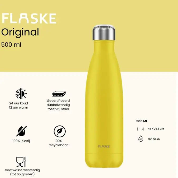 FLASKE 500 ml RVS Drinkfles