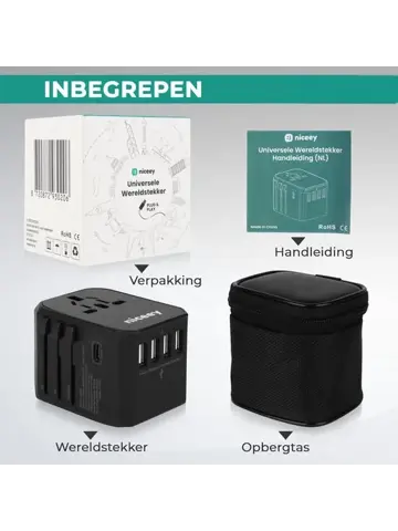 Universele wereldstekker met USB-poorten