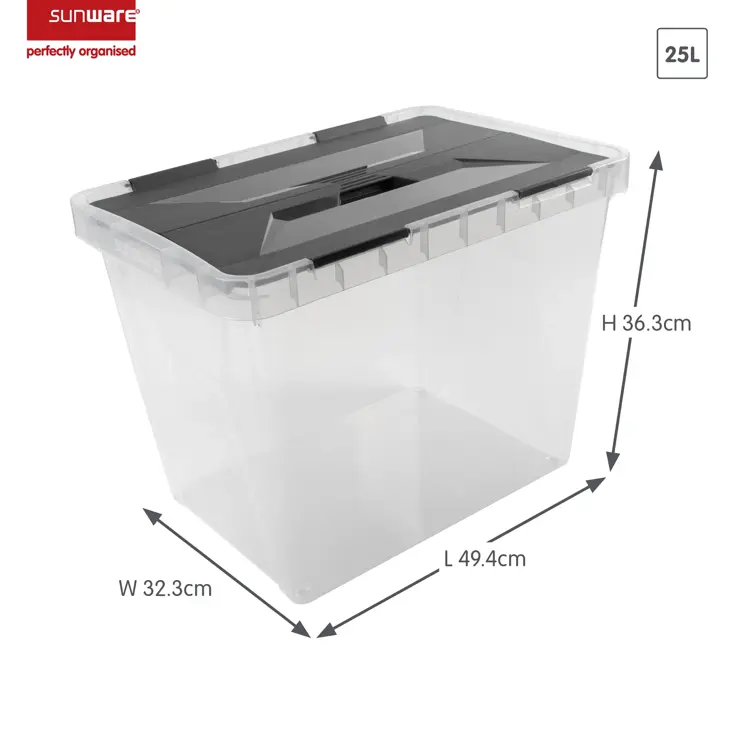Onyx opbergbox transparant 25L- 3 delig